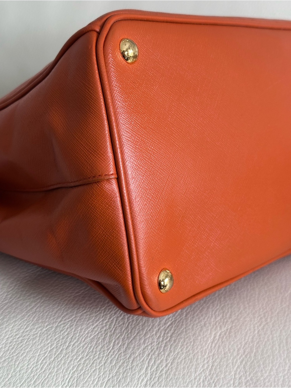 PRADA Saffiano Lux Leather Tote Bag in Papaya Orange - Picture 6 of 12